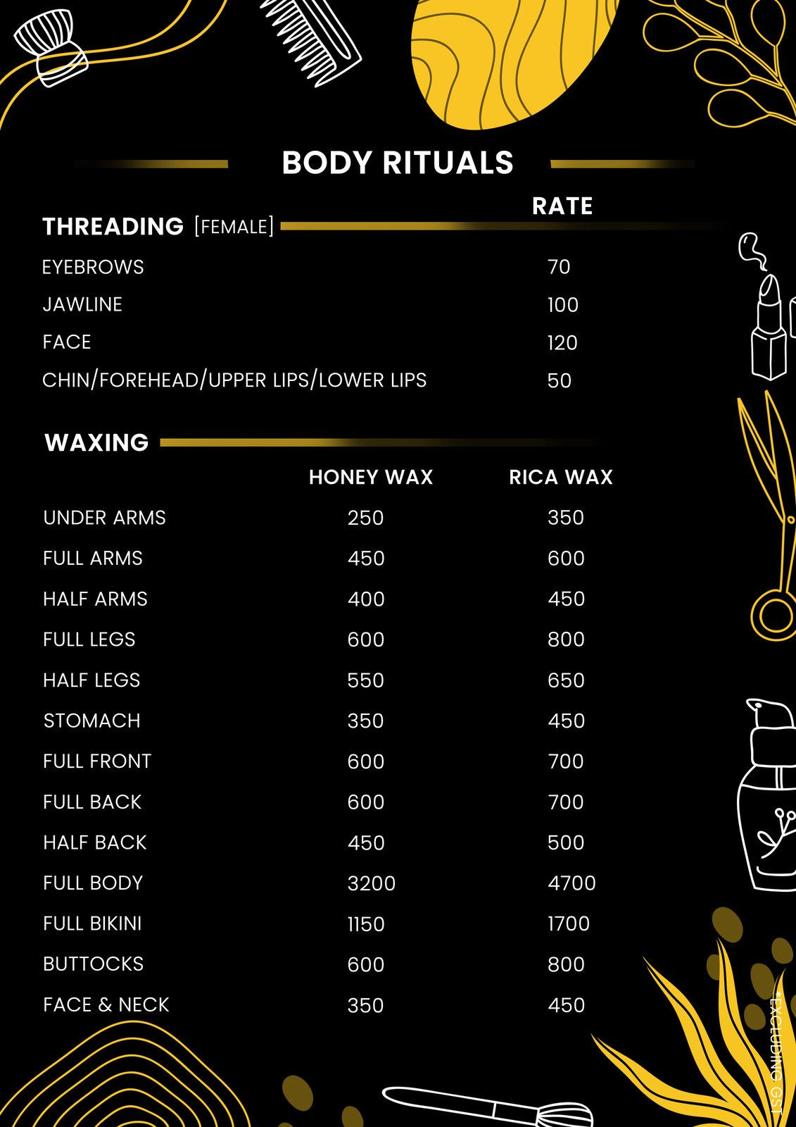 Beauty menu — body rituals